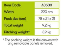 Quest Falcon 220 Poled Porch Caravan Awning (2022) -Full Camp Gear a3500 10 midsize