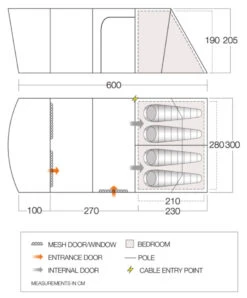 Vango Aether Poled 450XL Tent (2022) -Full Camp Gear aether 450xl floorplan low