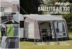 Vango Airbeam Vango Balletto Air 330 Elements ProShield Caravan Awning (2023) -Full Camp Gear balletto air 330 lf1