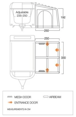 Vango Airbeam Vango Balletto Air 330 Elements ProShield Caravan Awning (2023) -Full Camp Gear balletto 330 floorplan