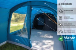Vango Aether Poled 450XL Tent (2022) -Full Camp Gear earth collection poled infographics call outs5