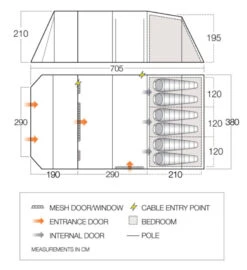 Vango Joro Poled 600XL Tent (2022) -Full Camp Gear joro 600xl floorplan low