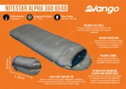 Vango Nitestar Alpha 300 Quad Sleeping Bag (FOG) -Full Camp Gear nitestar 300 infographic