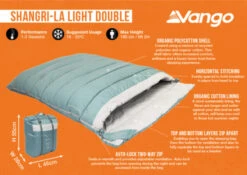 Vango Shangri-La Light Double Sleeping Bag (2023) -Full Camp Gear shangri la light double infographic 1