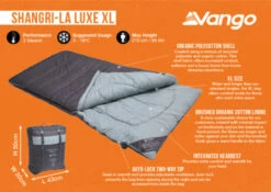 Vango Shangri-La Luxe XL Sleeping Bag (2023) -Full Camp Gear shangri la luxe xl infographic 1