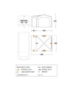 Vango Airbeam Vango Agora Air VW Awning (Shadow Grey) -Full Camp Gear vango 2021 awnings floorplan agora vw 1
